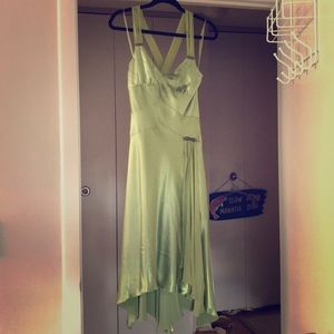 Light green silk strap dress